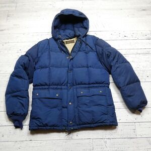Vintage Eddie Bauer Jacket Mens XL Blue Down Puffer Hooded Expedition Parka 90s